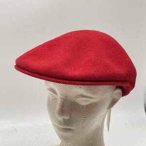 KO578□KANGOL カンゴール ハンチング 帽子 Wool504 ウール100％ レッド Mサイズ (60㎝程度) 状態良好