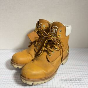 1000円〜　希少　STUSSY ステューシー　 Timberland ティンバーランド　コラボ　ロゴ　ハイカット　 イエローブーツ　靴　サイズ27cm