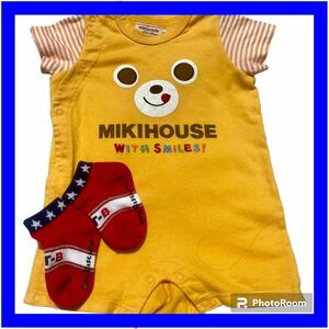 美品　ミキハウス MIKIHOUSE ロンパース　カバーオール&靴下　７０ めちゃ可愛い★