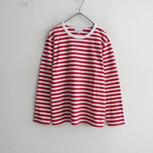 アニエスベー agnes b. *コットンボーダーロングTシャツ*T2レッドホワイト長袖カットソーアニエスb.(33-2412-116)【40A52】