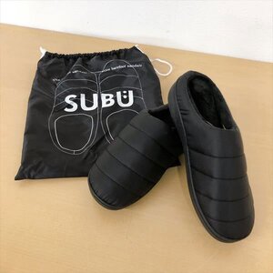 743*SUBU ダウンサンダル スリッパ スリッポン ブラック SB-130 20-21.5cm 保存袋 キッズ レディース【未使用品】