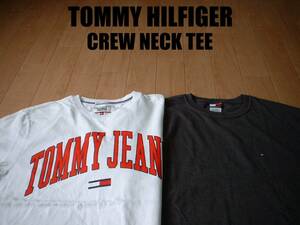 即戦力2着セットTOMMY HILFIGERビッグロゴ&ワンポイントクルーネックTシャツM白ホワイト&グレー正規トミーヒルフィガーJEANSジーンズ