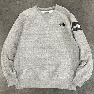 THE NORTH FACE Square Logo Crew ザノースフェイス スクエアロゴクルー スウェット トレーナー グレー メンズ XL 大きいサイズ NT61931