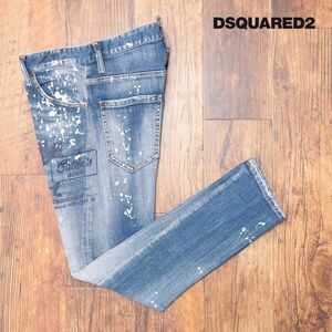 1円//DSQUARED2/42サイズ/美脚デニムパンツ S71LB1107 SEXY TWIST JEAN ペイント 立体裁断 イタリア製 新品/青/ブルー/hd755/