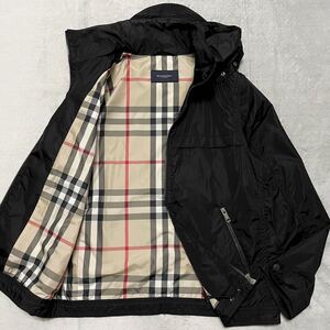 Lsize★BURBERRY バーバリー ナイロンジャケット パーカー ベスト ブルゾン 3way フード収納 袖着脱 ノバチェック メガチェック 黒 メンズ