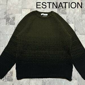 ESTNATION エストネーション yonetomi ヨネトミコラボ セーター ニット コットンポリ カーキ 日本製 ブラック サイズM 玉FS1449