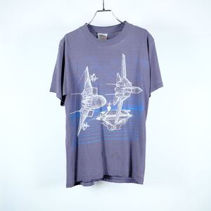 1980s 両面プリント　USA製　Tシャツ　フェード　ボロ　襤褸　古着　90s シングルステッチ　飛行機　スペース　古着卸 半袖