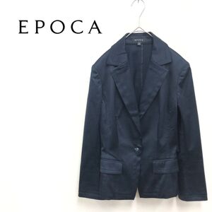 1O2312-K◆良品 日本製 EPOCA エポカ 長袖テーラードジャケット◆size40 ネイビー シルク混 裏地なし ストレッチ 1つボタン キレイめ