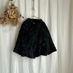 レア tricot COMME des GARONS トリココムデギャルソン AD2012 フェイクファー ポンチョ ケープ ショートコート