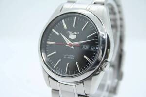 【良品 保証付 動作確認済】SEIKO 5 セイコー 5 自動巻き 21石 デイデイト ブラック Automatic Day/Date 21J Black Dial 7S26-01V0 #T337