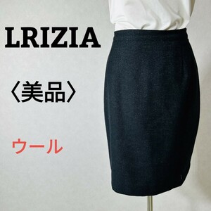 LRIZIA クリツィア 膝丈スカート タイト スリット 後ファスナー ウール100% Lサイズ イタリア製