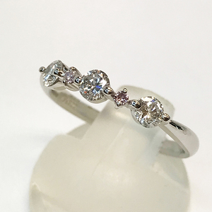 Pt900 天然 ダイヤモンド 0.42ct / 天然 ピンクダイヤモンド 0.04ct リング 指輪 Ring ソーティング 　qoj.YA304