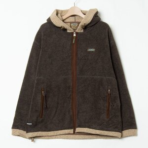 AIGLE エーグル サイズL フリース ジップアップ パーカー フーディ ブラウン ポリ100％ メンズ アウトドア 秋冬 アウター カジュアル