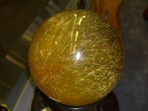 天然 ルチルクォーツ 金線入水晶 丸玉 220mm 15.39kg 希少