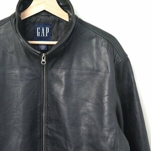 00s OLD GAP オールドギャップ スタンドカラー レザーJKT 革ジャン ブラック L