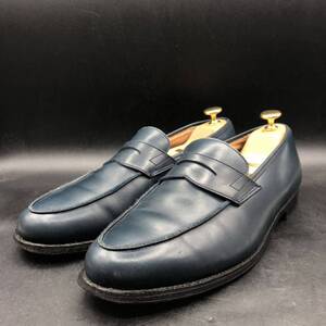 M3183 CROCKETT&JONES クロケット&ジョーンズ ANTON 2 ペニー コイン ローファー ビジネスシューズ 8.5E ネイビー 紺 革靴 スリッポン