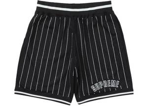 【SIZE:XL 新品未使用】Supreme Rhinestone Stripe Basketball Short Black ラインストーン ストライプ バスケットボール ショート パンツ