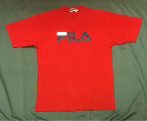 大人気 FILA フィラ ロゴ大 プリントTシャツ 赤 M オールド90S