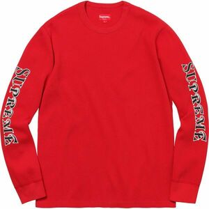 シュプリーム　Supreme Sleeve Logo Waffle　RED　M　シュプリーム　ロンT