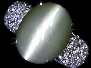 1RR11340SS【売り切り】新品【RK宝石】極上クリソベリルキャッツアイ 大粒5.3ct!! 極上ダイヤモンド 総計0.61ct Pt900 高級リング ダイヤ