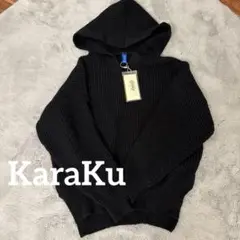 新品　KARAKU KaraKu黒ニット　フード付き黒ニット　Lサイズニット