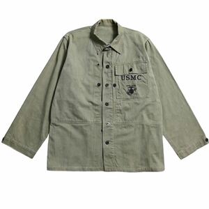 超希少&黄金サイズ!VTG 1940’s WWII USMC P-44 HBT UTILITY JKT USNビンテージ40年代大戦マリンコープミリタリーへリンボーンジャケット