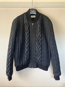 SAINT LAURENT PARIS サンローラン パリ ステッチ紋様 ナイロン ブルゾン size: 48 極美品 他多数出品中　KK