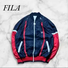 古着 80s FILA フィラ ネイビー/レッド ナイロンジャケット