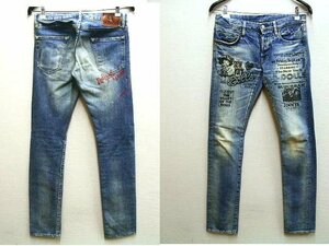 ◇即決[W30]HYSTERIC GLAMOUR NEW YORK DOLLS Johnny Thunders ストレッチ スキニー スタッズデニム スリム パンツ■694