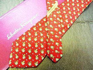 ♪今週の特売980円～♪0980♪状態並品【Ferragamo】フェラガモ 【虎 かくれんぼ 柄】ネクタイ♪