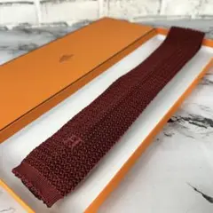 未使用品✨HERMES エルメス 最高級ネクタイ ニットタイ Hロゴ ボルドー