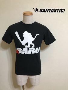 SANTASTIC! SARU サンタスティック バット サル ビッグロゴ クルーネック Tシャツ ブラック サイズS 半袖 黒 日本製