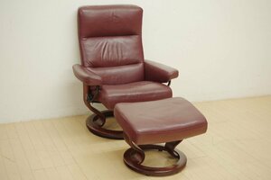 EKORNES エコーネス stressless ストレスレス アトランティック 1人掛けソファ オットマン リクライニング 北欧 赤 レッド シングル 総本革