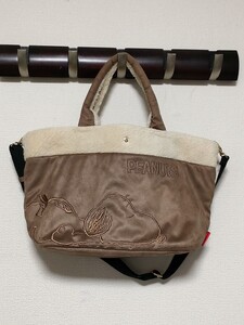 ☆【SNOOPY】スヌーピー☆バッグ☆2way☆フェイクスエード☆ボア☆レディース☆USED【263】