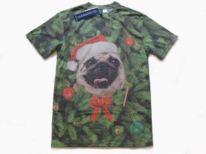 ◇新品タグ付き H&M DIVIDED / プリント ロングTシャツ ブルドッグ クリスマス BIGビッグTシャツ 半袖カットソー