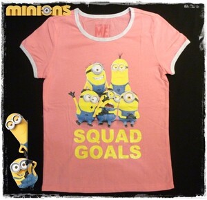 ミニオンズ　子供用　半袖　Tシャツ　アメリカ　輸入子供服　キッズ　ミニオン　minions　USJ　ユニバ　女の子　ピンク　M　7/8　140cm