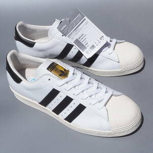 デッド!! US 9 1/2 /27.5cm 新品!! 限定 2019年 adidas ss 80s スーパースター 80s 白ｘ黒 金ベロ SUPERSTAR 天然皮革