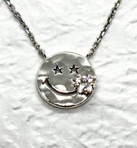 スタージュエリー　STAR JEWELRY　2011年限定　ニコちゃんマーク　シルバー　ジルコニア　ネックレス