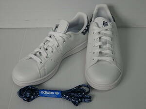 未使用 adidas アディダス STAN SMITH スタンスミス APC011001 23.0cm 白 紺 ペイズリー柄 本革 ローカット スニーカー 靴 タグなし