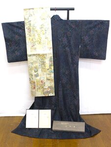 【ト石】 極上 西陣あさぎ 両面全通柄袋帯 近代花鳥画 日本美術名鑑 金銀糸 分析通知書付き/本場奄美大島紬 着物 セット さが美 CEZ01EWH34