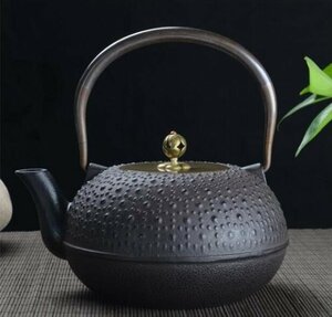 南部鉄器 老鉄瓶 提梁壺★新品 茶道具 銅製蓋 銅製取っ手 対応 鉄やかん 鉄分補給 鉄びん★1.8L