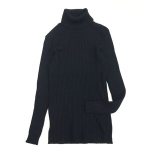 英国製 Cashmere by Pringle プリングル 上質 カシミヤ100% タートルネック リブニット セーター 38/97 ブラック スコットランド製 長袖