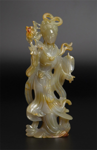 清 瑪瑙雕仕女 中国 古美術