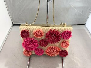 【KATE　SPADE】ケイトスペード　クロシェ　ラタンショルダーバッグ　アイボリー花柄　SY02-EWK