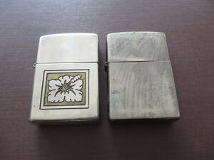 ZIPPO ジッポー オイルライター 2個セット/花 F 2000XVI/フィッシュ 魚 E 08/着火未確認