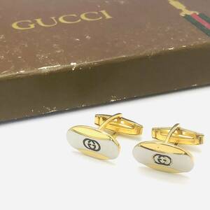 グッチ GUCCI オールドグッチ カフス カフリンクス インターロッキング ヴィンテージ イタリア製 ゴールド 箱付き メンズ 紳士 ビジネス