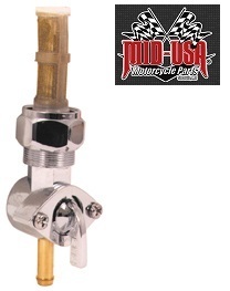 MID USA 80202 BIG TWIN & SPORTSTER 1975-2006 22mm フィルター付 ガソリンコック ストレート V-FACTOR FUEL VALVES OEM 62168-81 相当品