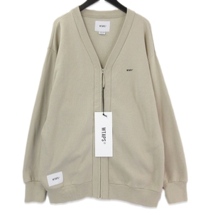 WTAPS ダブルタップス カーディガン 201ATDT-CSM33 20SS CLUB CARDIGAN スウェット ジップアップ コットン 日本製 ベージュ XL 71010966