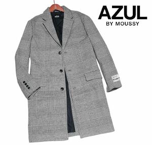 新品!! アズールバイマウジー グレンチェック チェスター コート ブラック (M) ☆ AZUL BY MOUSSY メンズ 裏地有 洗濯機可 秋冬