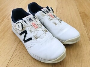 【美品】ニューバランスGOLF＊574＊ダイヤル式ゴルフシューズ＊白＊26.5